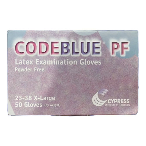 McKesson 23-38 - Exam Glove CODEBLUE® PF X-Large NonSterile Latex Extended Cuff Length Fully Textured Blue Not Rated McKesson 23-38 - Exam Glove CODEBLUE® PF X-Large NonSterile Latex Extended Cuff Length Fully Textured Blue Not Rated