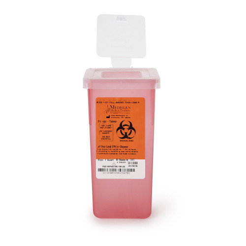 Medegen Medical Products, LLC 8702T - Sharps Container Sharps® Translucent Red Base 7 H X 3-1/2 W X 3-1/2 D Inch Vertical Entry 0.25 Gallon Medegen Medical Products, LLC 8702T - Sharps Container Sharps® Translucent Red Base 7 H X 3-1/2 W X 3-1/2 D Inch Vertical Entry 0.25 Gallon