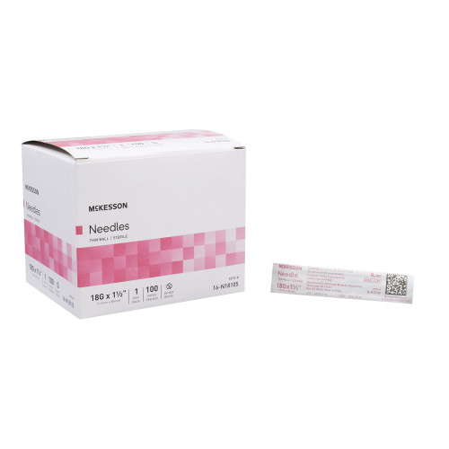 McKesson 16-N18105 - Hypodermic Needle McKesson 1-1/2 Inch Length 18 Gauge Thin Wall Without Safety McKesson 16-N18105 - Hypodermic Needle McKesson 1-1/2 Inch Length 18 Gauge Thin Wall Without Safety