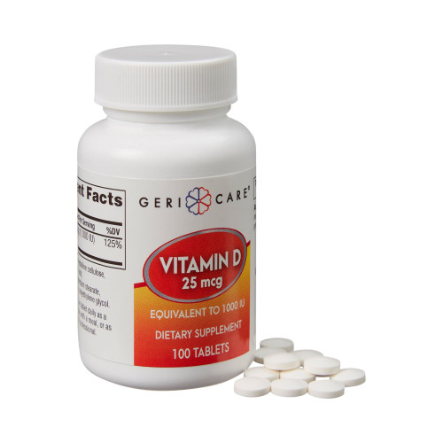 Geri-Care 876-01-GCP - Vitamin Supplement Geri-Care® Vitamin D3 1,000 IU Strength Tablet 100 per Bottle Geri-Care 876-01-GCP - Vitamin Supplement Geri-Care® Vitamin D3 1,000 IU Strength Tablet 100 per Bottle