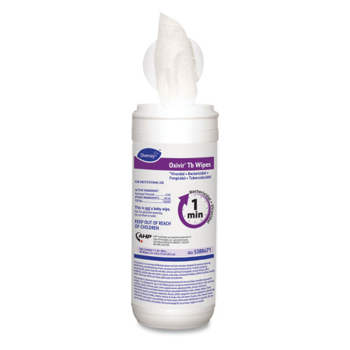 Lagasse DVO5388471 - Surface Disinfectant Cleaner Diversey™ Oxivir® Tb Premoistened Hydrogen Peroxide Based Manual Pull Wipe 60 Count Canister Unscented NonSterile Lagasse DVO5388471 - Surface Disinfectant Cleaner Diversey™ Oxivir® Tb Premoistened Hydrogen Peroxide Based Manual Pull Wipe 60 Count Canister Unscented NonSterile