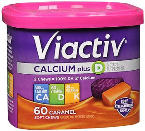 Emerson Healthcare, LLC 85714100496 - Joint Health Supplement Viactiv® Calcium / Vitamin D / Vitamin K 650 mg - 500 IU - 40 mcg Strength Chewable Tablet 60 per Box Caramel Flavor Emerson Healthcare, LLC 85714100496 - Joint Health Supplement Viactiv® Calcium / Vitamin D / Vitamin K 650 mg - 500 IU - 40 mcg Strength Chewable Tablet 60 per Box Caramel Flavor