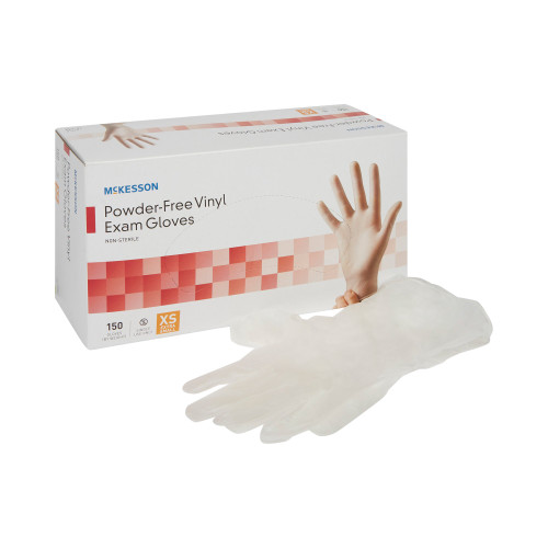 McKesson 14-132 - Exam Glove McKesson X-Small NonSterile Vinyl Standard Cuff Length Smooth Clear Not Rated