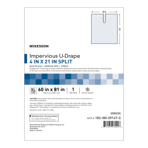 McKesson 183-I80-09147-S - Orthopedic Drape McKesson Impervious U-Drape 60 W X 81 L Inch Sterile