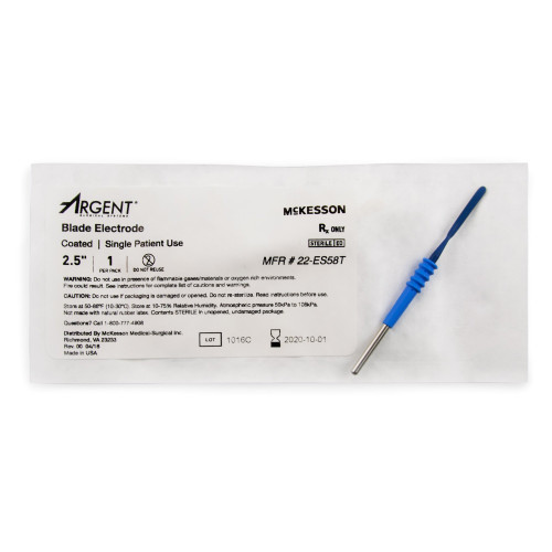 McKesson 22-ES58T - Blade Electrode McKesson Argent™ Coated Stainless Steel Sterile Straight Blade Tip Disposable