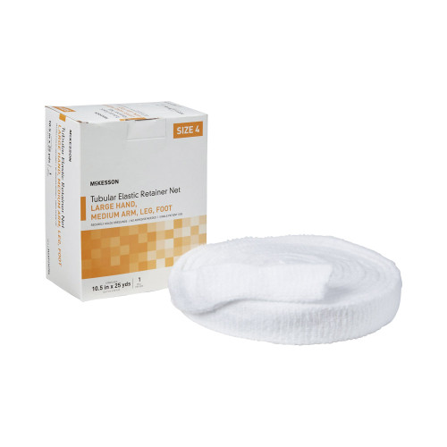 McKesson MSVP114704 - Elastic Net Retainer Dressing McKesson Tubular Elastic 10-1/2 Inch X 25 Yard (26.7 cm X 22.9 m) Size 4 White Large Hand / Medium Arm / Leg / Foot NonSterile McKesson MSVP114704 - Elastic Net Retainer Dressing McKesson Tubular Elastic 10-1/2 Inch X 25 Yard (26.7 cm X 22.9 m) Size 4 White Large Hand / Medium Arm / Leg / Foot NonSterile