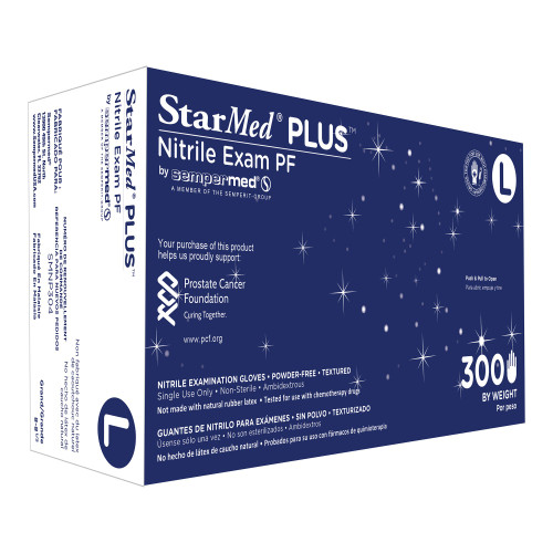 Sempermed USA SMNP304 - Exam Glove StarMed® Plus™ Large NonSterile Nitrile Standard Cuff Length Textured Fingertips Blue Chemo Tested / Fentanyl Tested