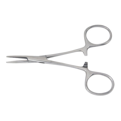 McKesson 43-2-431 - Mosquito Forceps McKesson Halsted 5 Inch Length Floor / Office Grade Stainless Steel NonSterile Locking Finger Ring Handle Curved Serrated Tips