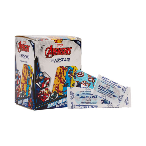 Dukal Corp 1087837 - Adhesive Strip Stat Strip® Plastic Kid Design (Black Panther / Captain America / Iron Man) 3/4 X 3 Inch Sterile