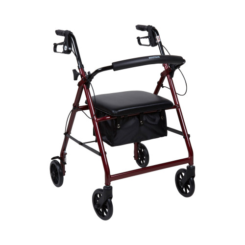 McKesson 146-R726RD - 4 Wheel Rollator McKesson Red Adjustable Height / Folding Aluminum Frame McKesson 146-R726RD - 4 Wheel Rollator McKesson Red Adjustable Height / Folding Aluminum Frame