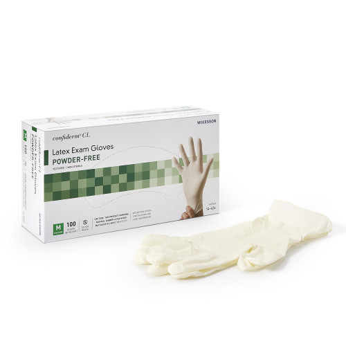 McKesson 14-426 - Exam Glove McKesson Confiderm® Medium NonSterile Latex Standard Cuff Length Textured Fingertips Ivory Not Rated McKesson 14-426 - Exam Glove McKesson Confiderm® Medium NonSterile Latex Standard Cuff Length Textured Fingertips Ivory Not Rated