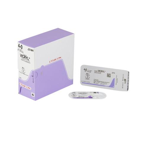 J & J Healthcare Systems J214H - Absorbable Suture with Needle Coated Vicryl™ Polyglactin 910 RB-1 1/2 Circle Taper Point Needle Size 4-0 Braided J & J Healthcare Systems J214H - Absorbable Suture with Needle Coated Vicryl™ Polyglactin 910 RB-1 1/2 Circle Taper Point Needle Size 4-0 Braided