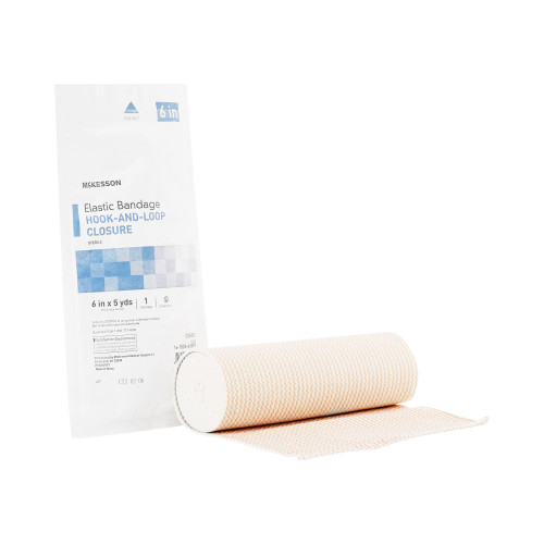 McKesson 16-1033-6-STR - Elastic Bandage McKesson 6 Inch X 5 Yard Single Hook and Loop Closure Tan Sterile Standard Compression McKesson 16-1033-6-STR - Elastic Bandage McKesson 6 Inch X 5 Yard Single Hook and Loop Closure Tan Sterile Standard Compression