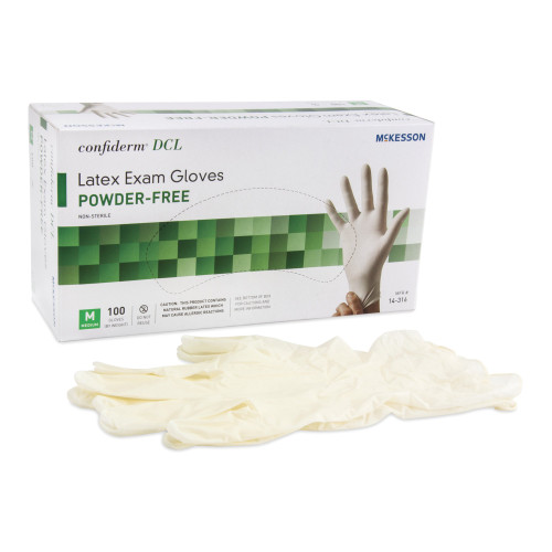 McKesson 14-316 - Exam Glove McKesson Confiderm® Medium NonSterile Latex Standard Cuff Length Smooth Ivory Not Rated