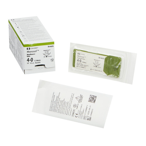 Covidien SN-662G - Nonabsorbable Suture with Needle Monosof™ Nylon C-13 3/8 Circle Reverse Cutting Needle Size 4-0 Monofilament