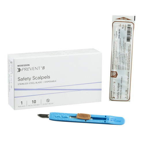 McKesson 16-63210 - Safety Scalpel McKesson Prevent® B No. 10 Stainless Steel / Plastic Sensory Grip Handle Sterile Disposable McKesson 16-63210 - Safety Scalpel McKesson Prevent® B No. 10 Stainless Steel / Plastic Sensory Grip Handle Sterile Disposable
