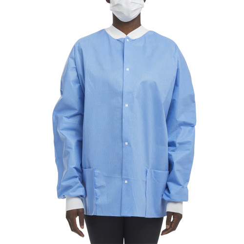 O&M Halyard Inc 10078 - Lab Jacket Blue Large Hip Length 3-Layer SMS Disposable O&M Halyard Inc 10078 - Lab Jacket Blue Large Hip Length 3-Layer SMS Disposable