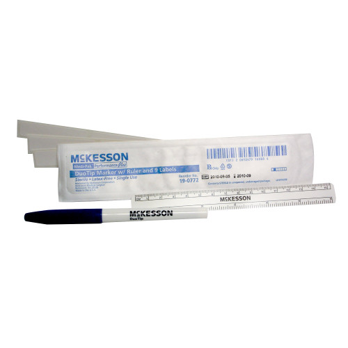 McKesson 19-0772 - Skin Marker with Ruler and Labels Medi-Pak™ Performance Plus Prep-Resistant Gentian Violet Ink Sterile Full Size Dual Tip, Regular / Fine