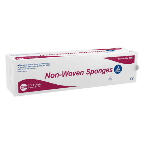Dynarex 3252 - Nonwoven Sponge Dynarex® 2 X 2 Inch 4-Ply NonSterile 200 per Pack Dynarex 3252 - Nonwoven Sponge Dynarex® 2 X 2 Inch 4-Ply NonSterile 200 per Pack