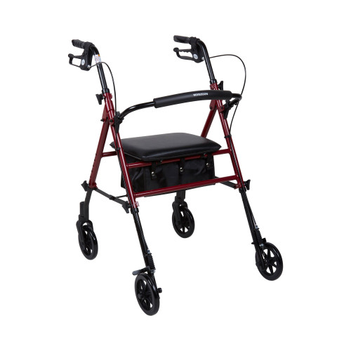 McKesson 146-RTL10261RD - 4 Wheel Rollator McKesson Red Adjustable Height / Folding Aluminum Frame McKesson 146-RTL10261RD - 4 Wheel Rollator McKesson Red Adjustable Height / Folding Aluminum Frame