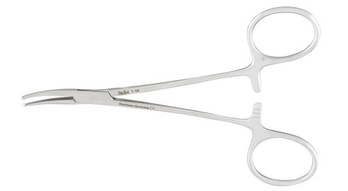 Integra Lifesciences 7-16 - Mosquito Forceps Miltex® Halsted 5 Inch Length OR / Surgical Grade German Stainless Steel NonSterile Locking Finger Ring Handle Curved Serrated Tips with 1 X 2 Teeth Integra Lifesciences 7-16 - Mosquito Forceps Miltex® Halsted 5 Inch Length OR / Surgical Grade German Stainless Steel NonSterile Locking Finger Ring Handle Curved Serrated Tips with 1 X 2 Teeth