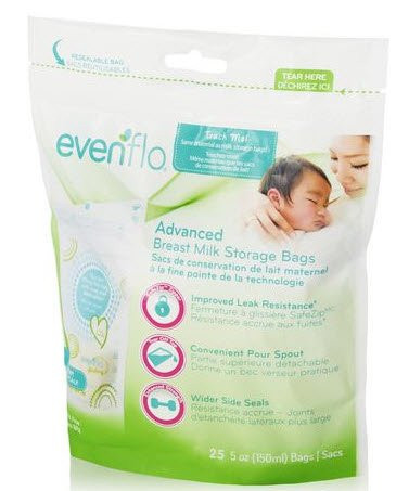 Midway Importing Inc 5242211 - Breast Milk Storage Bag Evenflo 5 oz. Food Grade Material