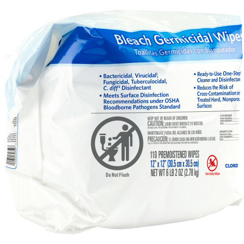 The Clorox Company 30359 - Surface Disinfectant Cleaner Refill Clorox Healthcare® Bleach Germicidal Premoistened Germicidal Manual Pull Wipe 110 Count Pouch Floral Bleach Scent NonSterile The Clorox Company 30359 - Surface Disinfectant Cleaner Refill Clorox Healthcare® Bleach Germicidal Premoistened Germicidal Manual Pull Wipe 110 Count Pouch Floral Bleach Scent NonSterile