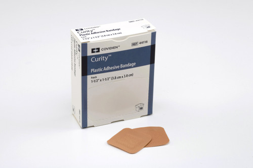 Cardinal Health 44116 - Adhesive Spot Bandage Curity™ Plastic Tan 1-1/2 Inch Sterile