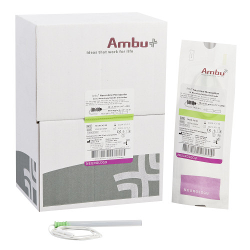 Ambu 74338-36/40 - EMG Needle Electrode with Leadwire Ambu® Neuroline 28 Gauge X 1-1/2 Inch Length X 30 Inch Lead Length Coated Stainless Steel Sterile Sharp Beveled Monopolar Needle Tip Disposable