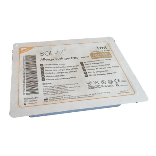 Sol-Millennium Medical 181026IDBT - Standard Allergy Tray Sol-M™ 1 mL 3/8 Inch 26 Gauge NonSafety Regular Wall Sol-Millennium Medical 181026IDBT - Standard Allergy Tray Sol-M™ 1 mL 3/8 Inch 26 Gauge NonSafety Regular Wall