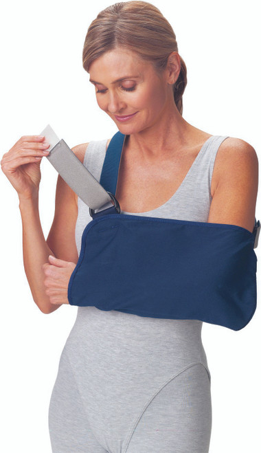 DJO Global 79-84158 - Arm Sling with Padded Strap Procare® Blue Vogue D-Ring / Hook and Loop Strap Closure X-Large DJO Global 79-84158 - Arm Sling with Padded Strap Procare® Blue Vogue D-Ring / Hook and Loop Strap Closure X-Large