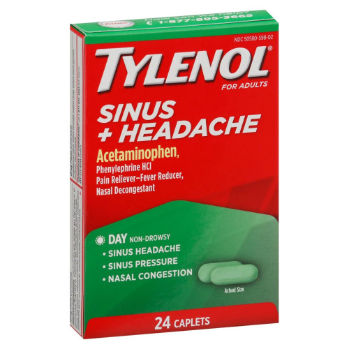 J & J Sales 50580059801 - Cold and Sinus Relief Tylenol® Sinus + Headache 325 mg - 5 mg Strength Tablet J & J Sales 50580059801 - Cold and Sinus Relief Tylenol® Sinus + Headache 325 mg - 5 mg Strength Tablet