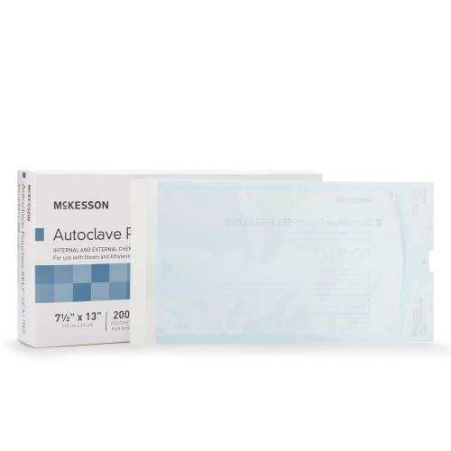 McKesson 16-6425 - Sterilization Pouch McKesson Ethylene Oxide (EO) Gas / Steam 7-1/2 X 13 Inch Transparent Blue / White Self Seal Paper / Film McKesson 16-6425 - Sterilization Pouch McKesson Ethylene Oxide (EO) Gas / Steam 7-1/2 X 13 Inch Transparent Blue / White Self Seal Paper / Film