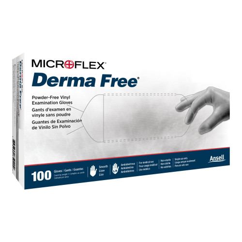 Microflex Medical DF-850-XL - Exam Glove Derma Free™ X-Large NonSterile Vinyl Standard Cuff Length Smooth Clear Not Rated