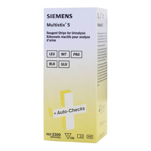 Siemens 10337415 - Urinalysis Reagent Multistix® 5 Blood, Glucose, Leukocytes, Protein, Nitrite CLIA Waived For Urinalysis