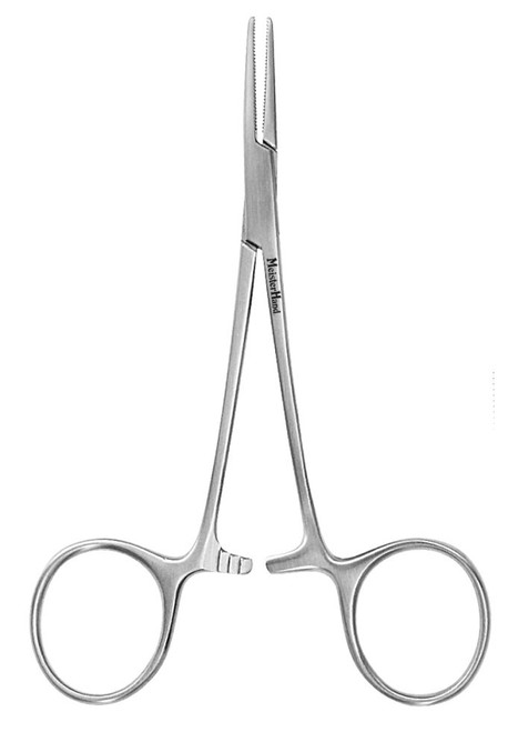 Integra Lifesciences MH7-2 - Mosquito Forceps MeisterHand® Halsted 5 Inch Length OR / Surgical Grade German Stainless Steel NonSterile Locking Finger Ring Handle Straight Serrated Tips