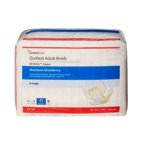Cardinal Health 87085 - Unisex Adult Incontinence Brief Wings™ Super Quilted X-Large Disposable Heavy Absorbency