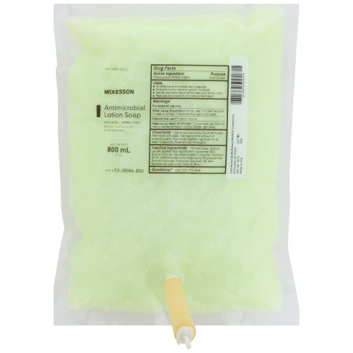 McKesson 53-28086-800 - Antimicrobial Soap McKesson Lotion 800 mL Dispenser Refill Bag Herbal Scent McKesson 53-28086-800 - Antimicrobial Soap McKesson Lotion 800 mL Dispenser Refill Bag Herbal Scent