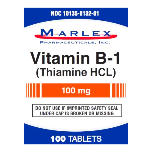 Marlex Pharmaceutical 10135013201 - Thiamine HCl 100 mg Tablet 100 Tablets