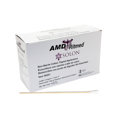 AMD Ritmed 56225 - Swabstick Solon® Cotton Tip Wood Shaft 6 Inch NonSterile 100 per Pack