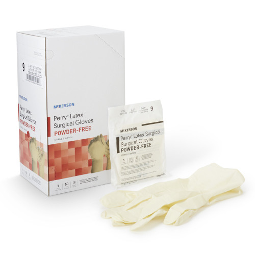 McKesson 20-1090N - Surgical Glove McKesson Perry® Size 9 Sterile Latex Standard Cuff Length Smooth Cream Chemo Tested McKesson 20-1090N - Surgical Glove McKesson Perry® Size 9 Sterile Latex Standard Cuff Length Smooth Cream Chemo Tested