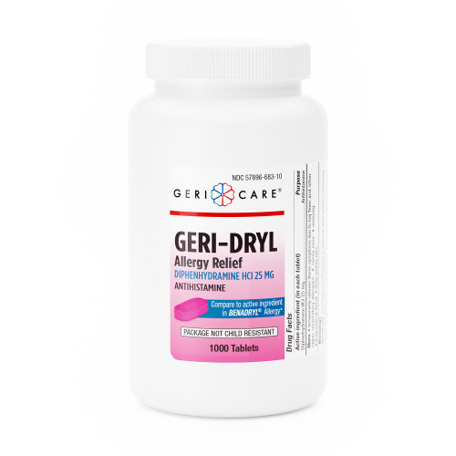 Geri-Care 681-10-GCP - Allergy Relief Geri-Care® 25 mg Strength Tablet 1,000 per Bottle Geri-Care 681-10-GCP - Allergy Relief Geri-Care® 25 mg Strength Tablet 1,000 per Bottle
