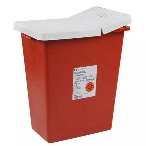 Cardinal Health 8991 - Sharps Container SharpSafety™ Red Base 26 H X 18-1/4 W X 12-3/4 D Inch Horizontal Entry 18 Gallon