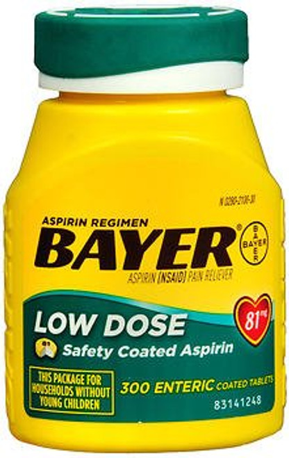 Bayer Healthcare 00280210030 - Pain Relief Bayer® 81 mg Strength Aspirin Tablet 300 per Bottle Bayer Healthcare 00280210030 - Pain Relief Bayer® 81 mg Strength Aspirin Tablet 300 per Bottle