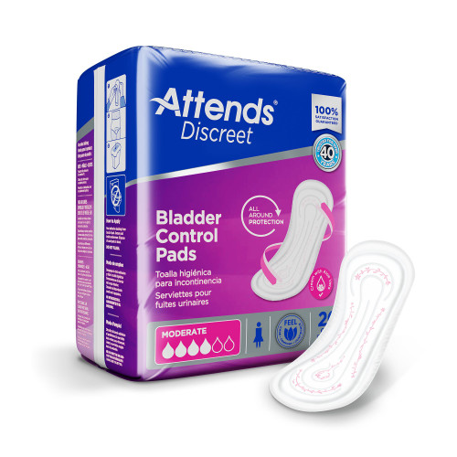 Attends Healthcare Products ADPMOD - Bladder Control Pad Attends® Discreet 10-1/2 Inch Length Moderate Absorbency Polymer Core One Size Fits Most Attends Healthcare Products ADPMOD - Bladder Control Pad Attends® Discreet 10-1/2 Inch Length Moderate Absorbency Polymer Core One Size Fits Most