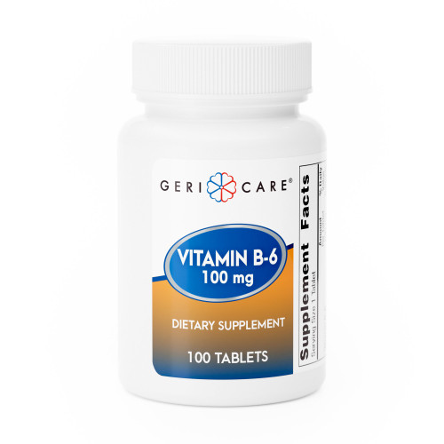 Geri-Care 854-01-GCP - Vitamin Supplement Geri-Care® Vitamin B6 100 mg Strength Tablet 100 per Bottle Geri-Care 854-01-GCP - Vitamin Supplement Geri-Care® Vitamin B6 100 mg Strength Tablet 100 per Bottle