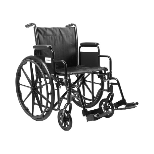 McKesson 146-SSP220DDA-SF - Wheelchair McKesson Dual Axle Desk Length Arm Swing-Away Footrest Black Upholstery 20 Inch Seat Width Adult 350 lbs. Weight Capacity