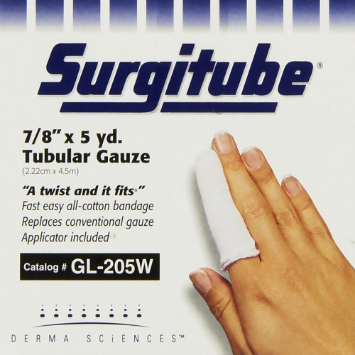 Gentell GL205W - Tubular Retainer Dressing Surgitube® Cotton 7/8 Inch X 5 Yard Size 2 White Large Finger / Toe NonSterile