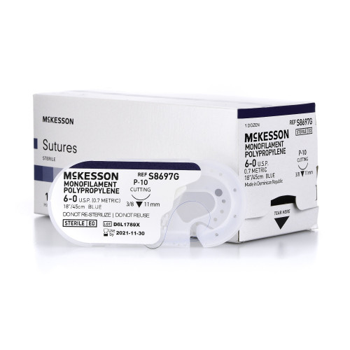 McKesson S8697G - Nonabsorbable Suture with Needle McKesson Polypropylene P-10 3/8 Circle Precision Reverse Cutting Needle Size 6-0 Monofilament McKesson S8697G - Nonabsorbable Suture with Needle McKesson Polypropylene P-10 3/8 Circle Precision Reverse Cutting Needle Size 6-0 Monofilament