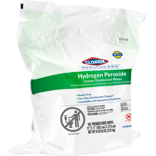 The Clorox Company 30827 - Surface Disinfectant Cleaner Clorox Healthcare® Premoistened Hydrogen Peroxide Based Manual Pull Wipe 185 Count Pouch Unscented NonSterile The Clorox Company 30827 - Surface Disinfectant Cleaner Clorox Healthcare® Premoistened Hydrogen Peroxide Based Manual Pull Wipe 185 Count Pouch Unscented NonSterile